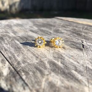 14kt Yellow Gold Plated AAA Quality Stud Earrings